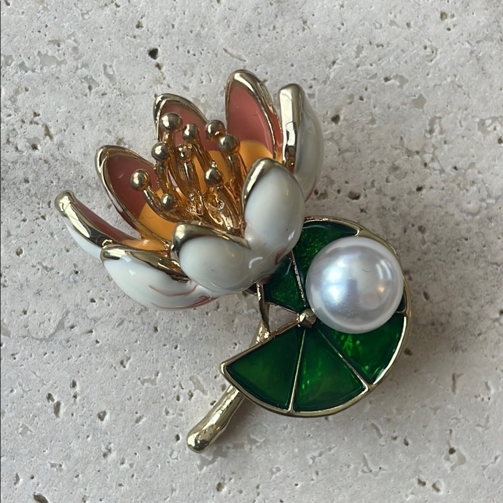 Saks Fifth Avenue Gold and Green Nature-Inspired Brooch